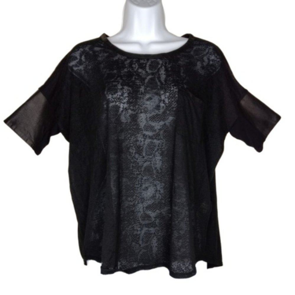 Rebecca Taylor Sheer Snake Print Burnout Top Size M‎